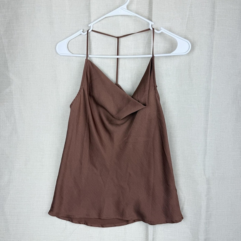 Express Cami Tank Top Womens XS Brown Cowl Neck Strappy Sleeveless Party Top